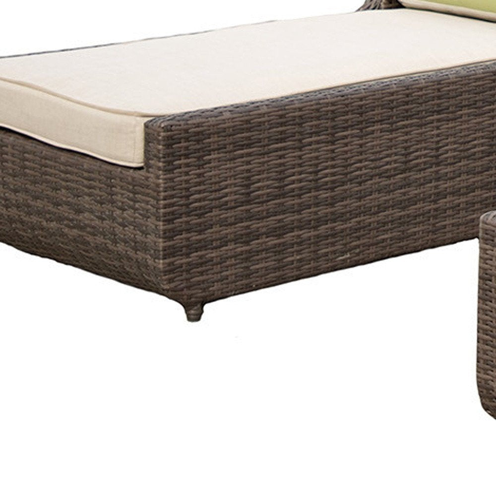 78" Set of Two Brown Indoor/Outdoor Patio Chaise Lounge with Beige Cushion - Outdoor Patio Chair