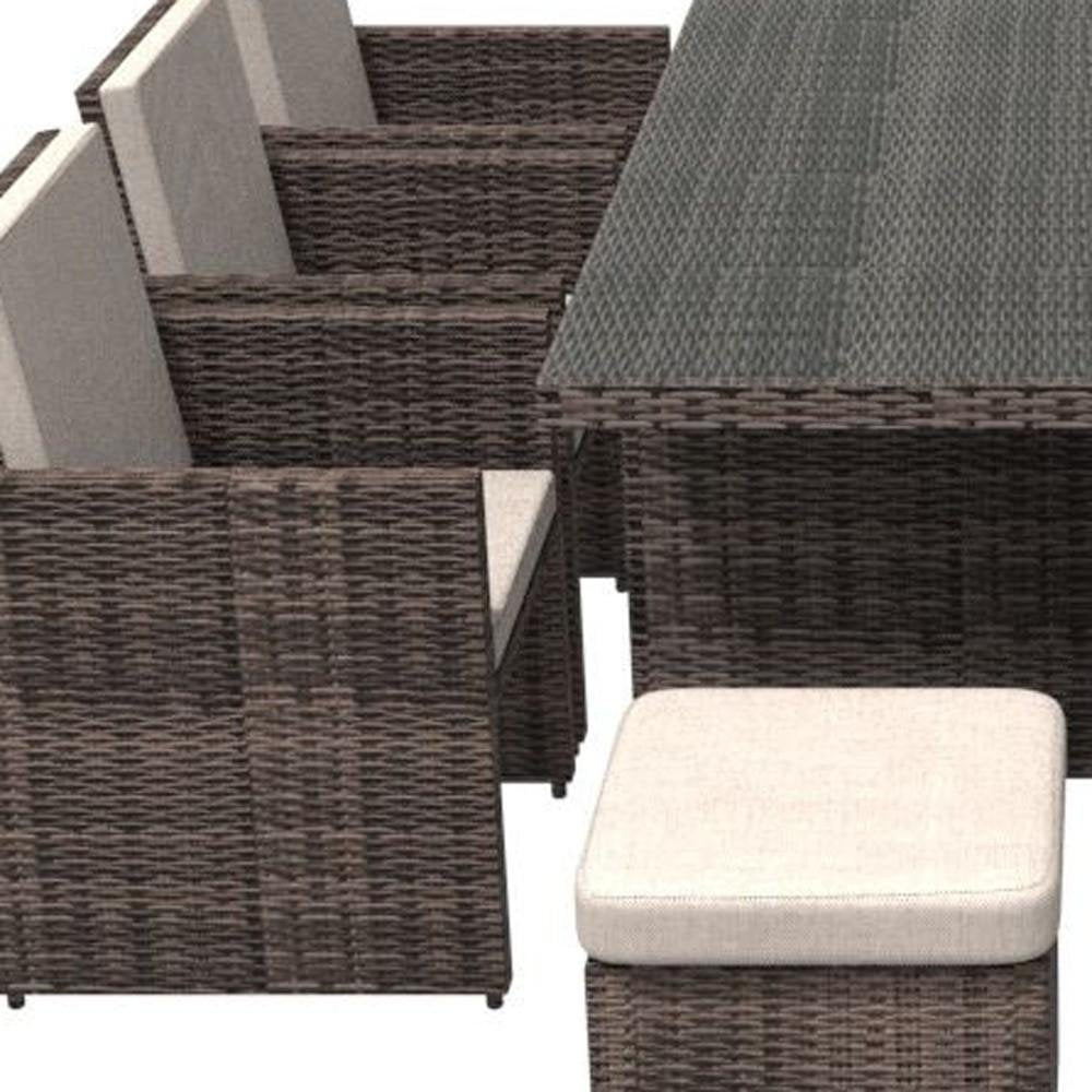 Outdoor Patio 11-Piece Clear and Gray Glass Dining Set