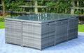 Outdoor Patio 11-Piece Clear and Gray Glass Dining Set