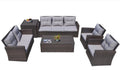 6-Piece Outdoor Brown Metal Outdoor Patio Conversation Set with Cushions
