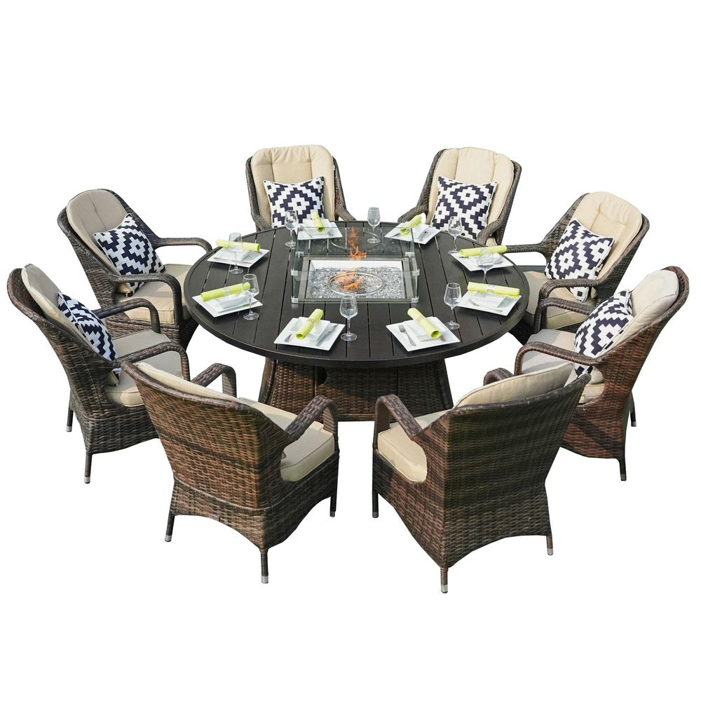 50,000 BTU 325" Brown Aluminum Propane Round Outdoor Fire Pit