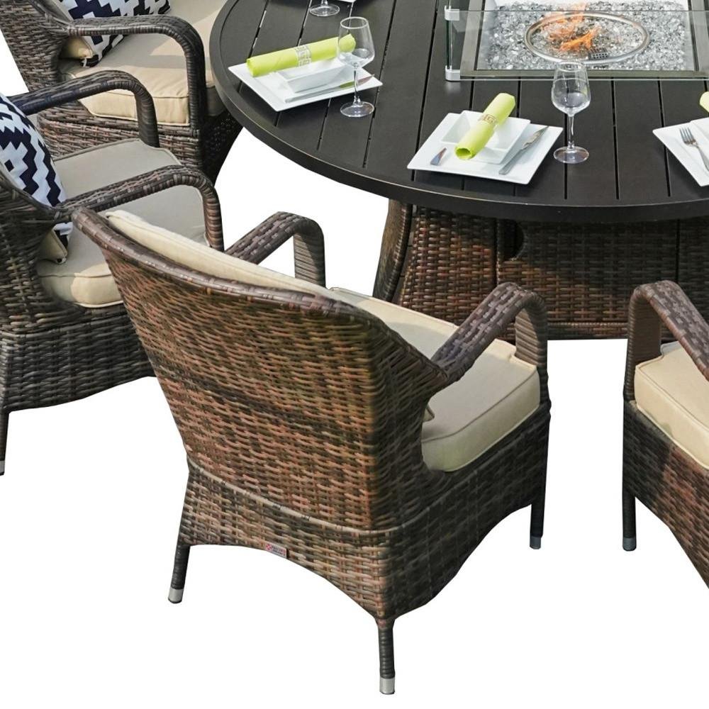 50,000 BTU 325" Brown Aluminum Propane Round Outdoor Fire Pit