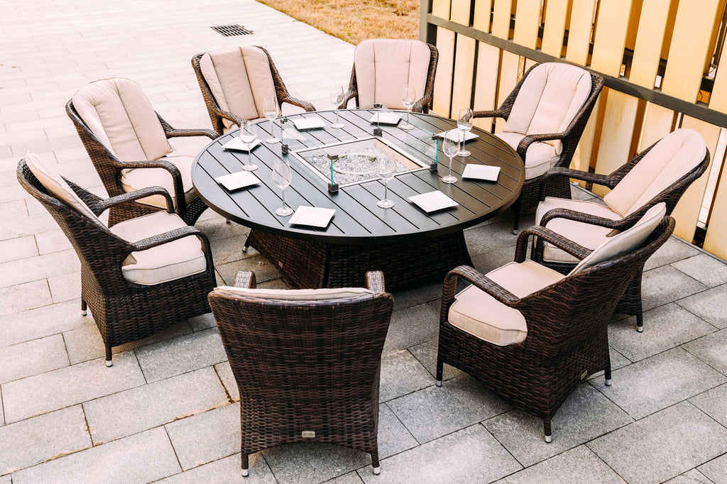 50,000 BTU 325" Brown Aluminum Propane Round Outdoor Fire Pit