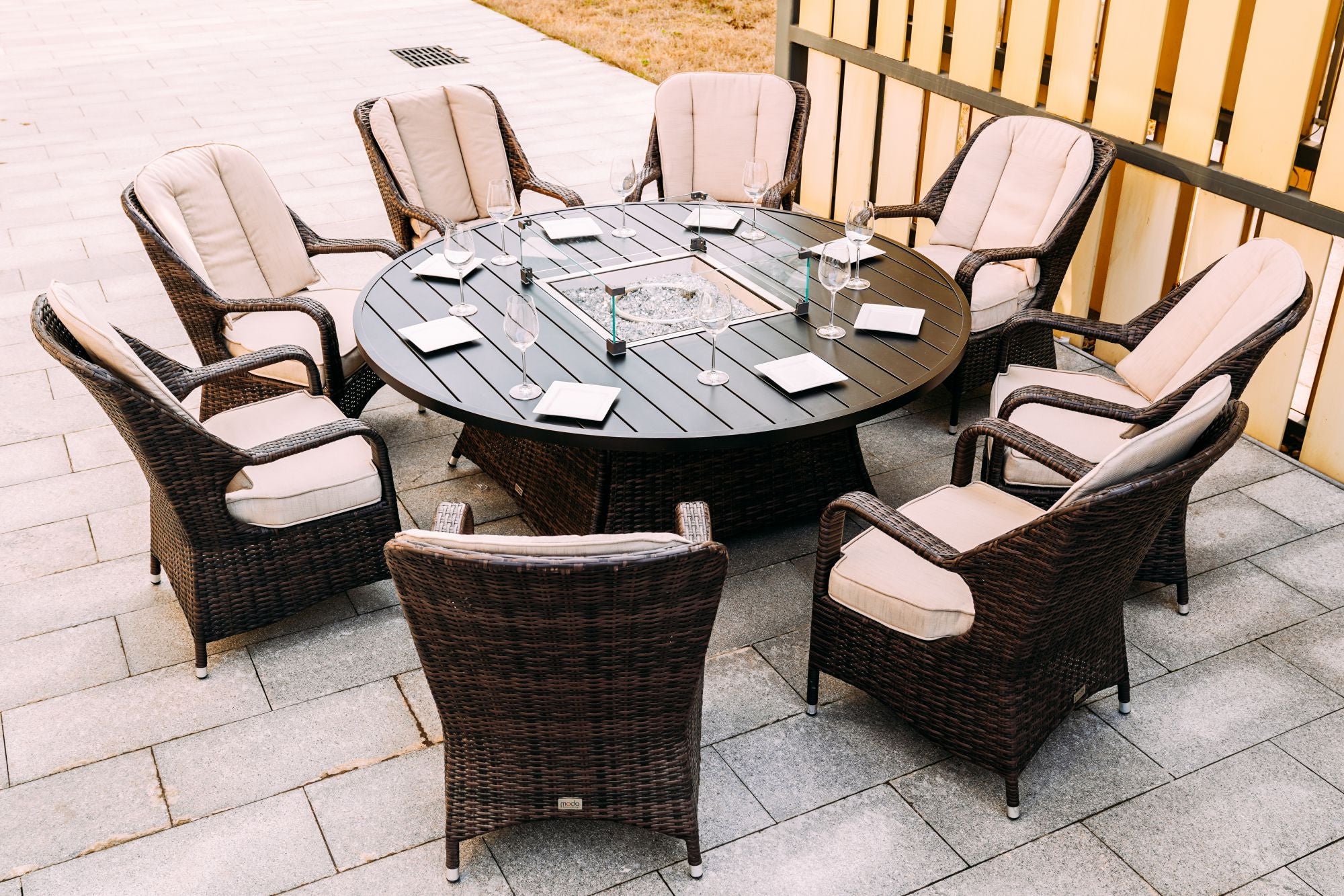 50,000 BTU 325" Brown Aluminum Propane Round Outdoor Fire Pit