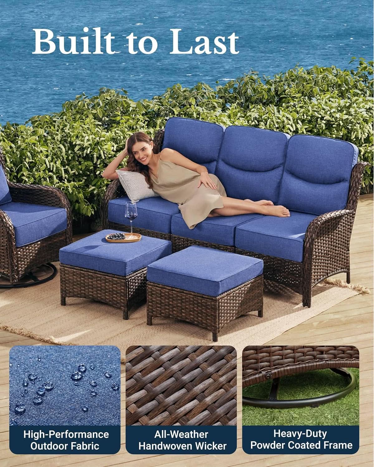 Premium Outdoor Patio Conversation Set with Thick Cushions
