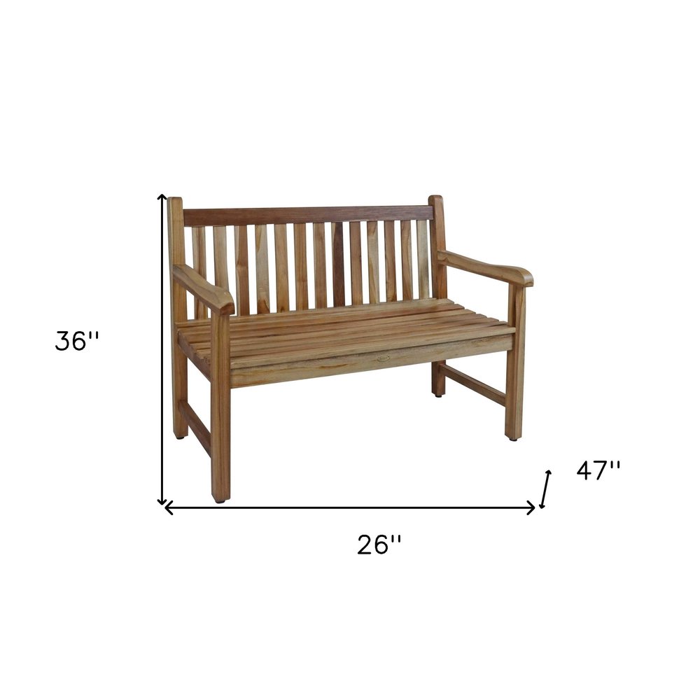 26" Natural Teak Solid Wood Garden Outdoor Garden Bench