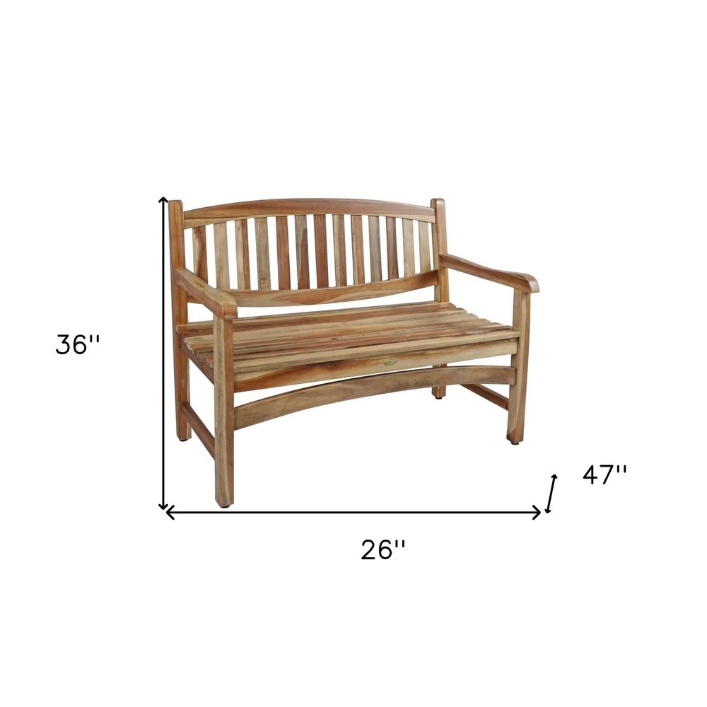 26" Natural Teak Solid Wood Garden Outdoor Garden Bench