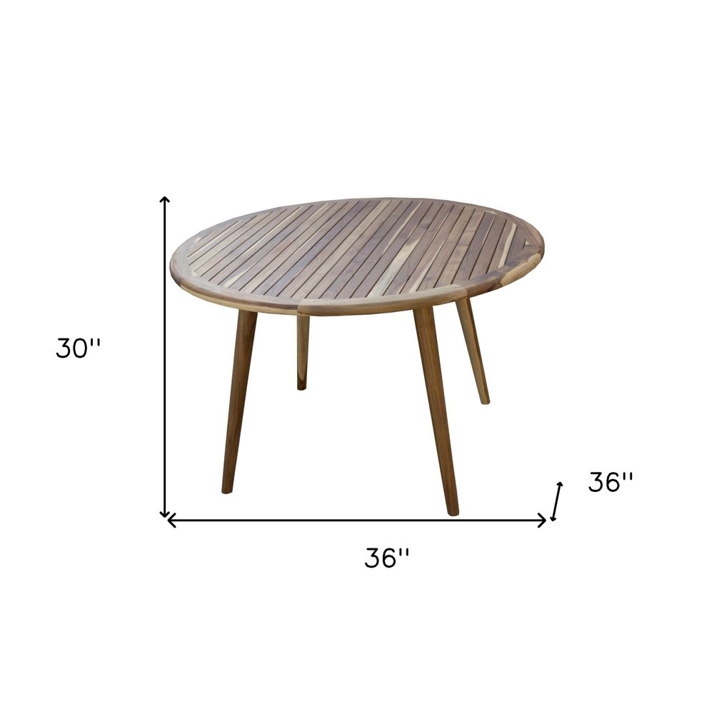 36" Natural Rounded Solid Wood Outdoor Patio Dining Table