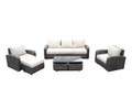 5-Piece Brown and Beige Wicker Outdoor Patio Conversation Set with Table
