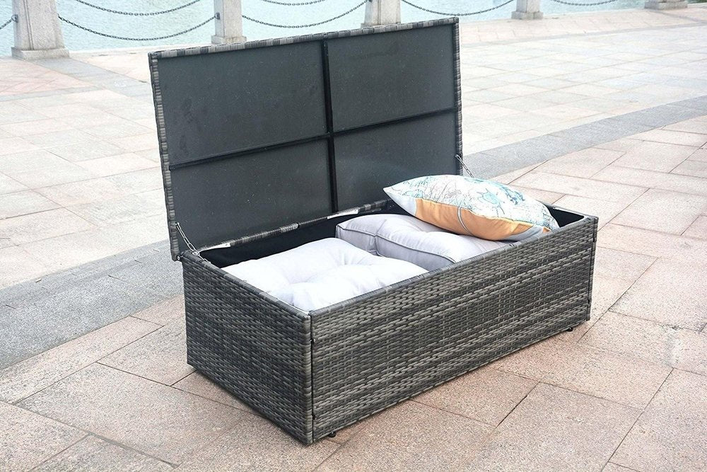 6-Piece Gray Wicker Outdoor Patio Conversation Set with Table