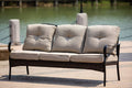 5-Piece Black and Beige Metal Outdoor Patio Conversation Set with Table