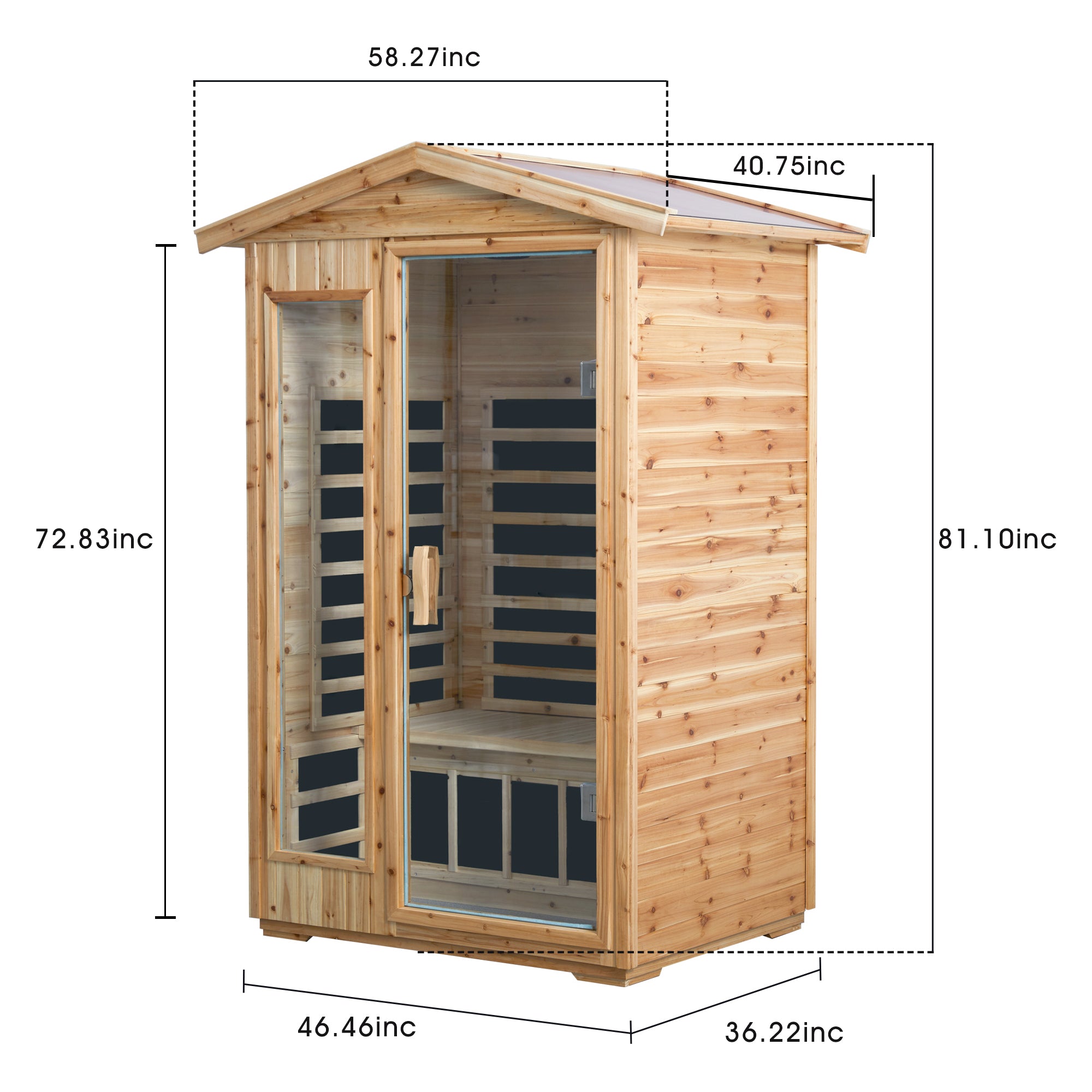 2-Person Far-Infrared Outdoor Sauna - Fir Wood Backyard Sauna