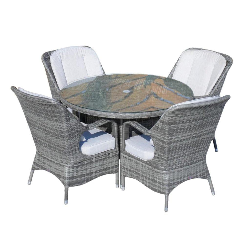 Outdoor Patio 5-Piece Gray Round Glass Dining Set