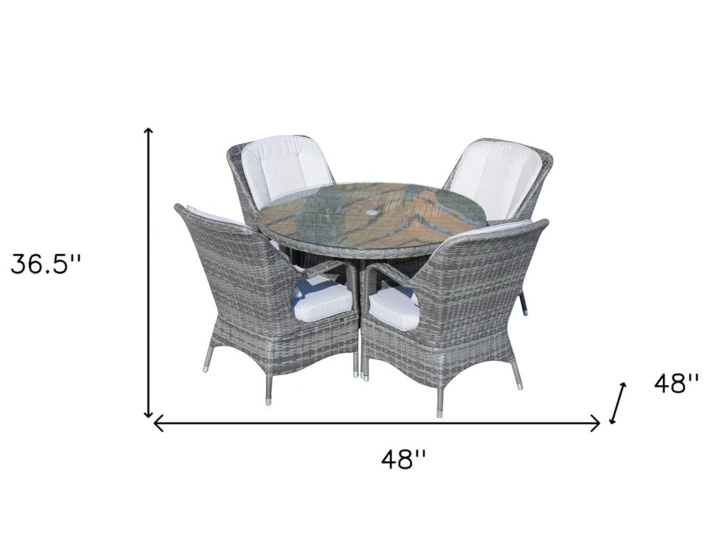Outdoor Patio 5-Piece Gray Round Glass Dining Set