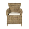2-Piece Tan Textured Outdoor Patio Dining Chairs with Beige Cushions - Outdoor Patio Chair