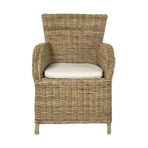 2-Piece Tan Textured Outdoor Patio Dining Chairs with Beige Cushions - Outdoor Patio Chair