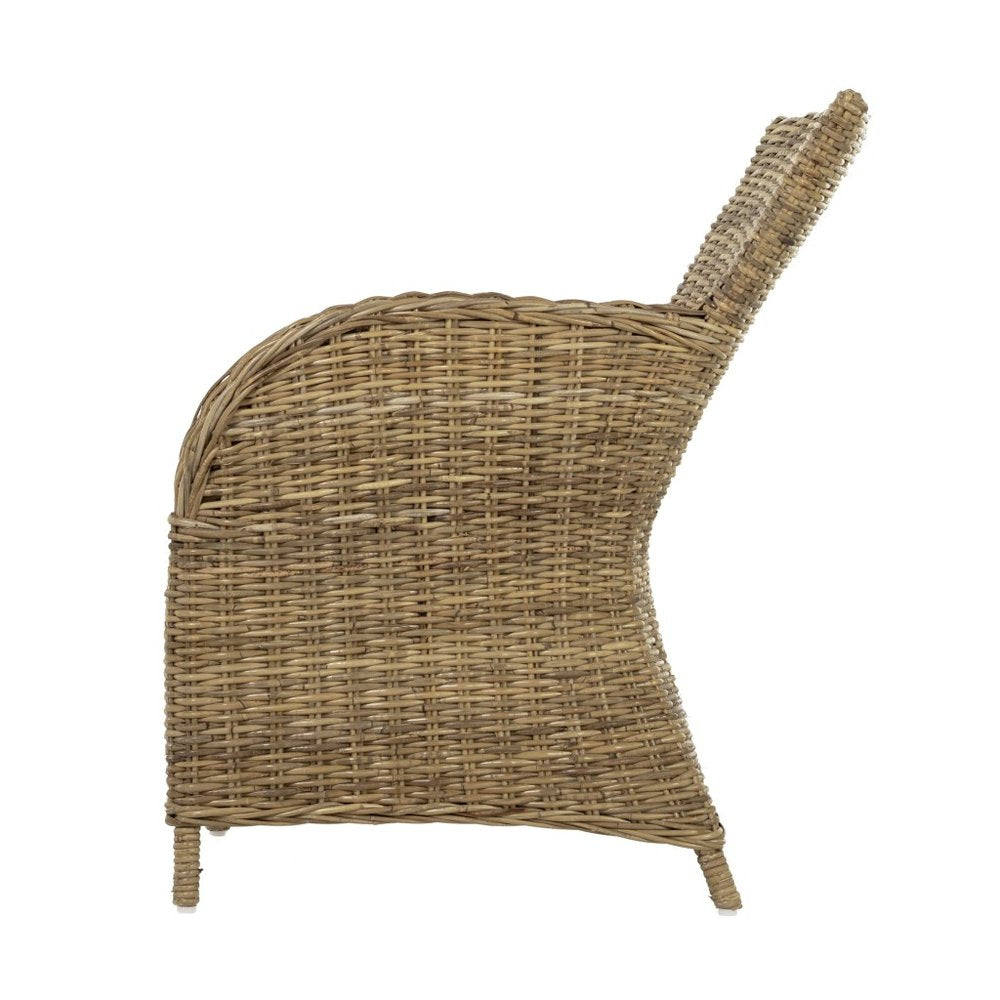 2-Piece Tan Textured Outdoor Patio Dining Chairs with Beige Cushions - Outdoor Patio Chair