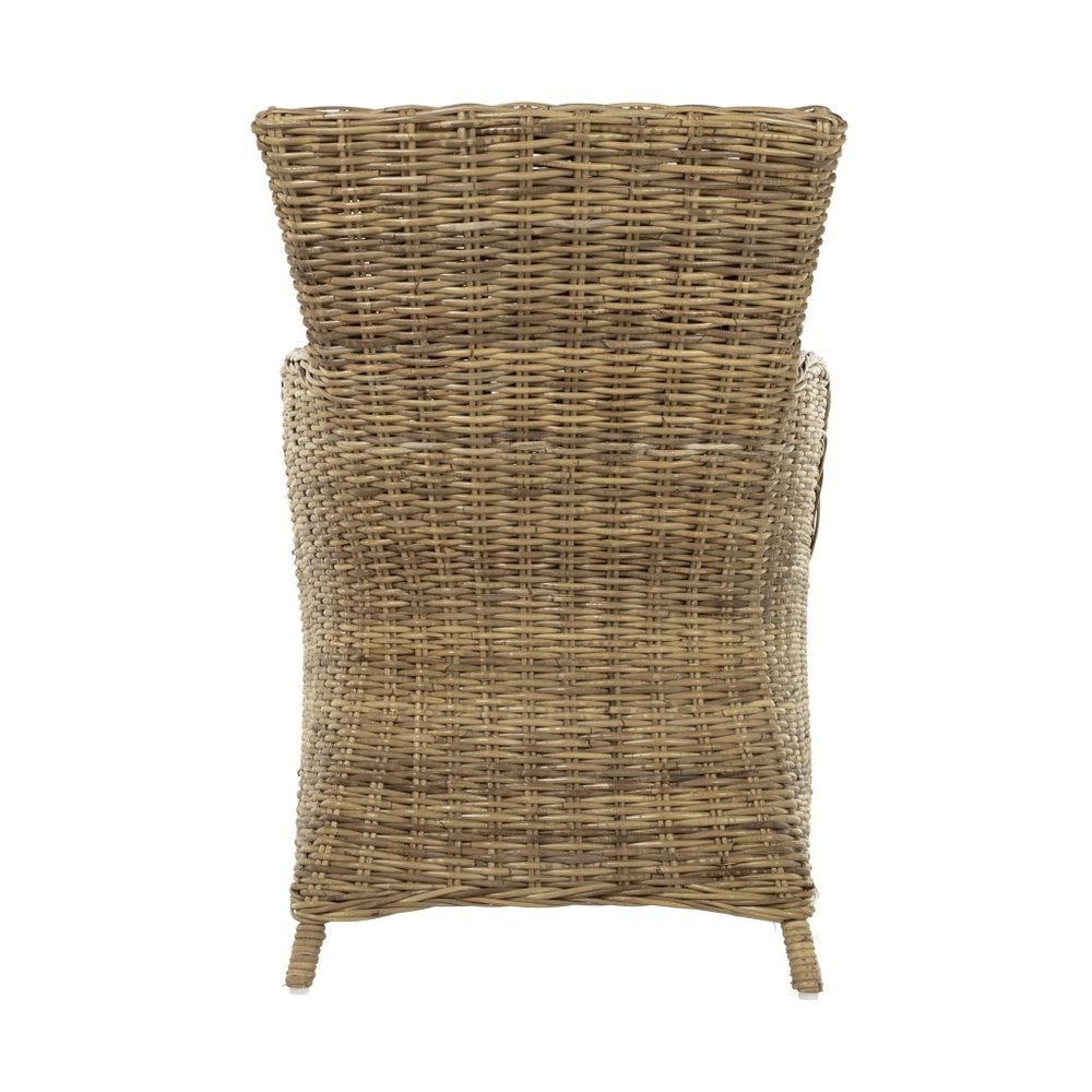 2-Piece Tan Textured Outdoor Patio Dining Chairs with Beige Cushions - Outdoor Patio Chair
