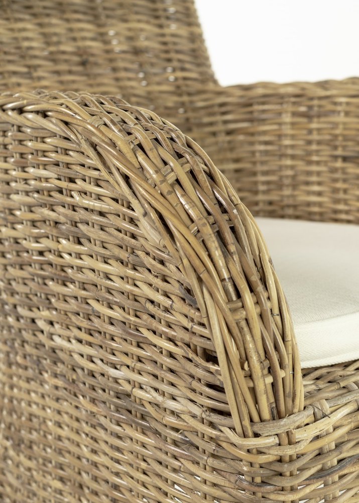 2-Piece Tan Textured Outdoor Patio Dining Chairs with Beige Cushions - Outdoor Patio Chair