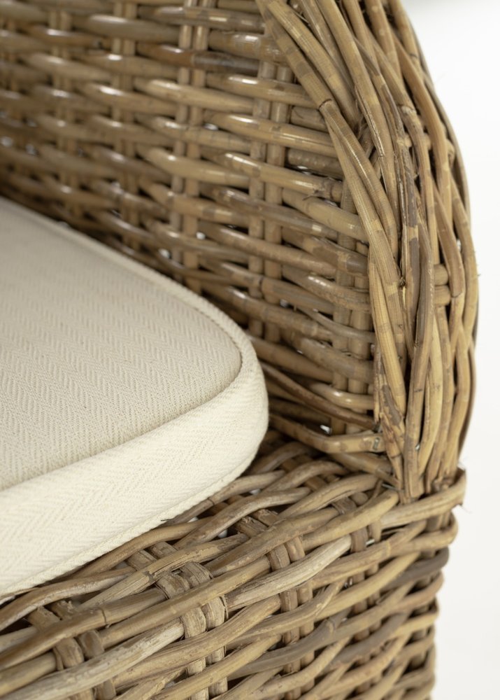 2-Piece Tan Textured Outdoor Patio Dining Chairs with Beige Cushions - Outdoor Patio Chair