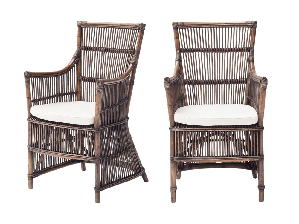 2-Piece Cream Rattan Outdoor Patio Arm Chair Set
