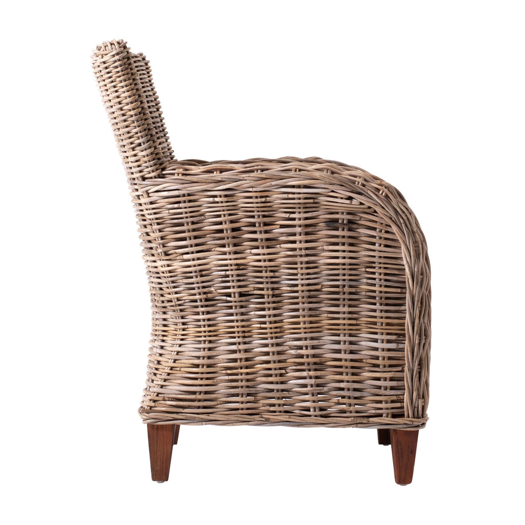 2-Piece Cream & Natural Woven Rattan Outdoor Patio Dining Chairs with Cream Cushion - Outdoor Patio Chair