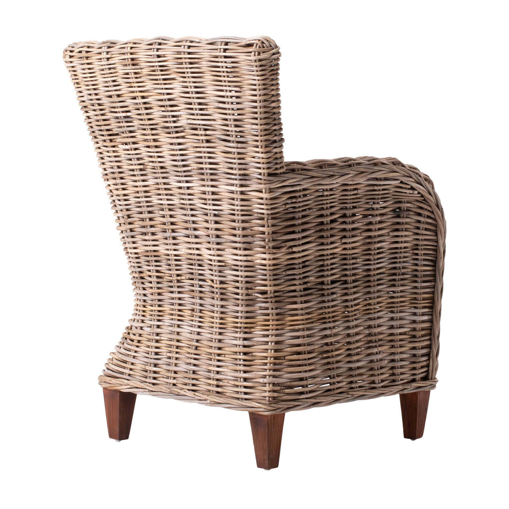 2-Piece Cream & Natural Woven Rattan Outdoor Patio Dining Chairs with Cream Cushion - Outdoor Patio Chair