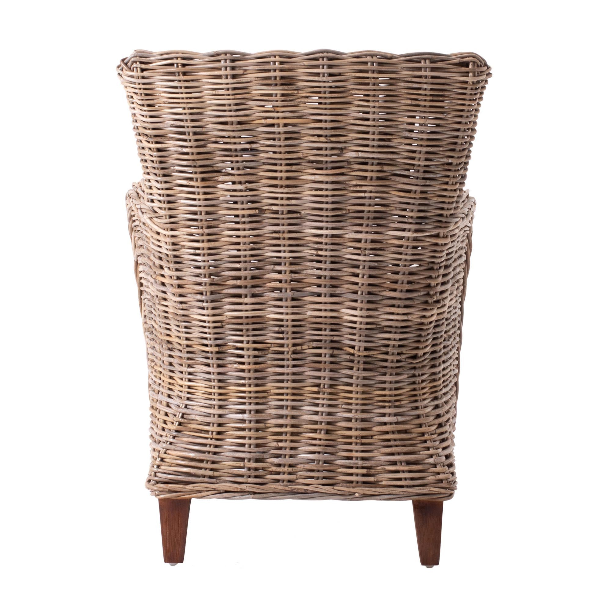 2-Piece Cream & Natural Woven Rattan Outdoor Patio Dining Chairs with Cream Cushion - Outdoor Patio Chair