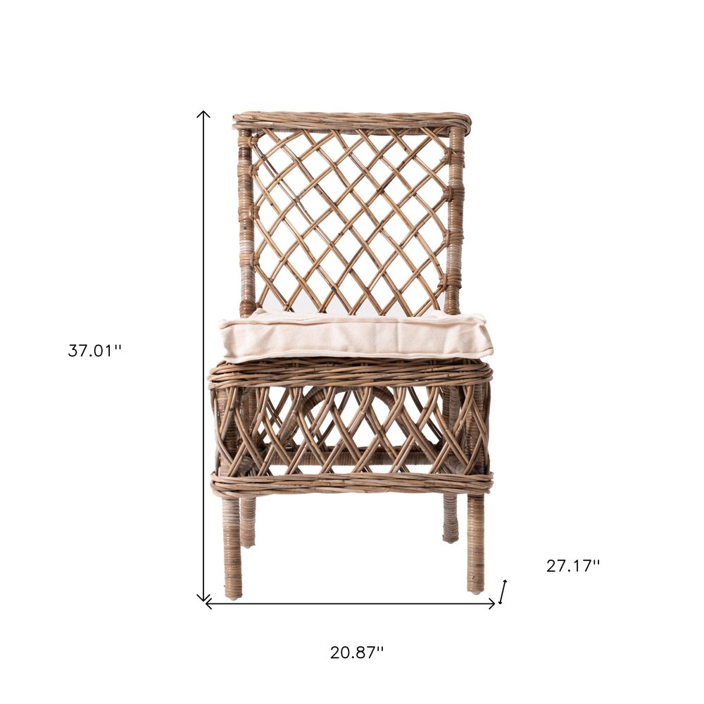 2-Piece Cream Woven Rattan Outdoor Patio Accent Chair Set