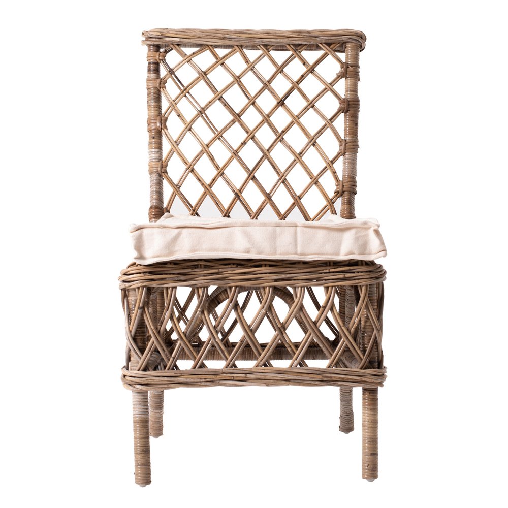 2-Piece Cream Woven Rattan Outdoor Patio Accent Chair Set