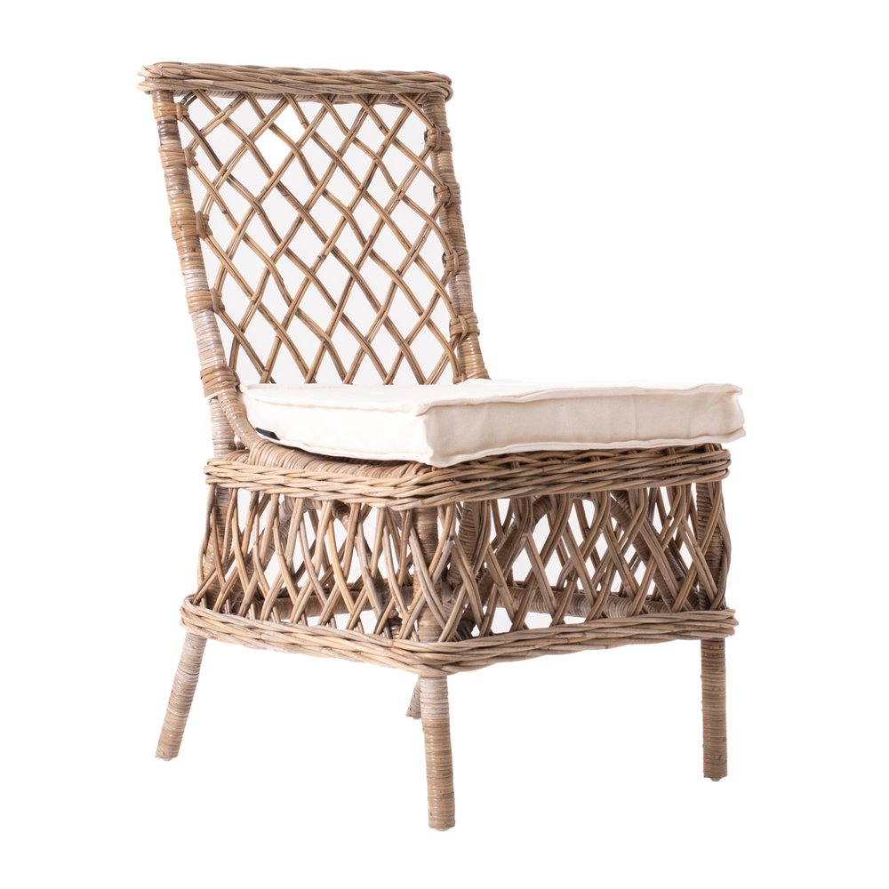 2-Piece Cream Woven Rattan Outdoor Patio Accent Chair Set