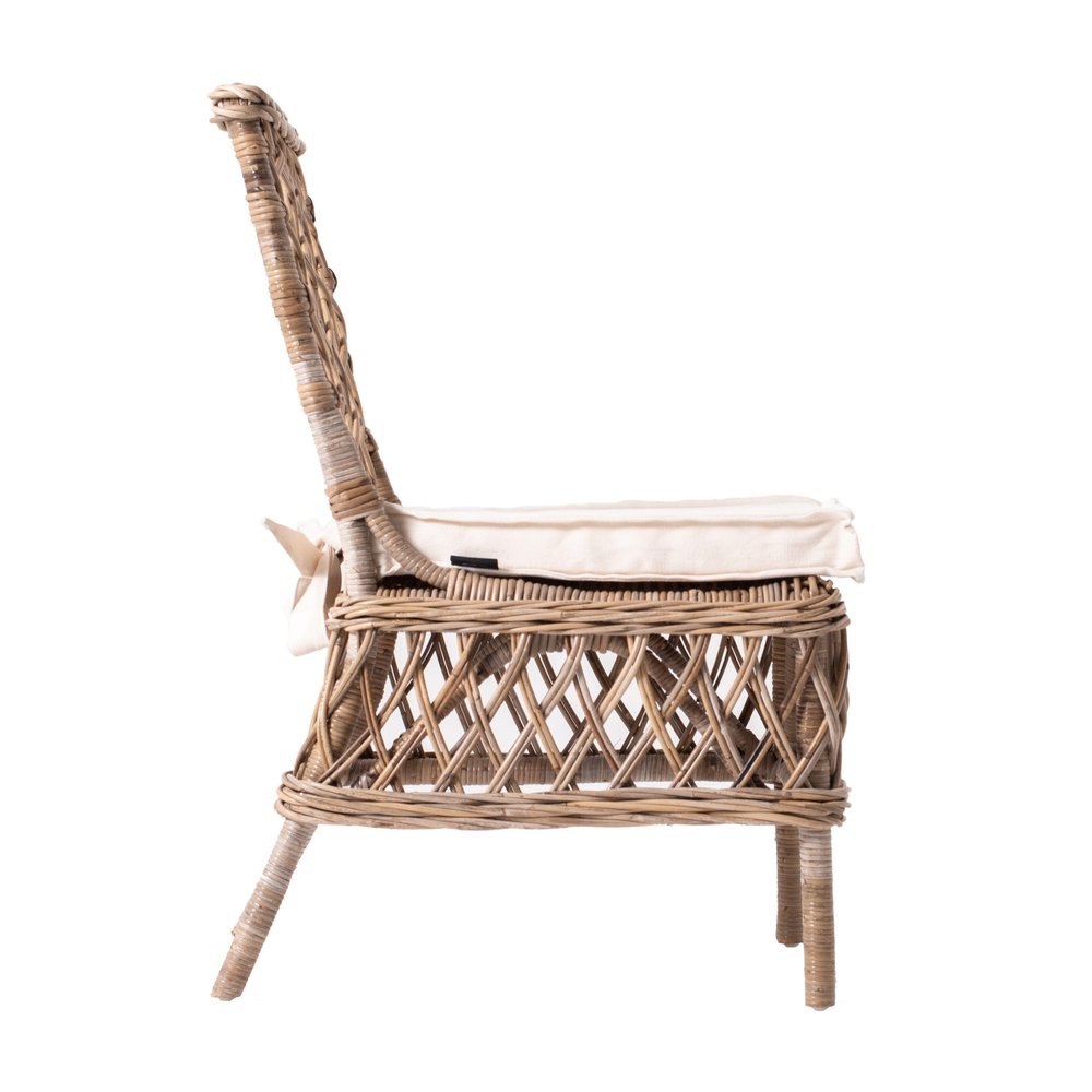 2-Piece Cream Woven Rattan Outdoor Patio Accent Chair Set