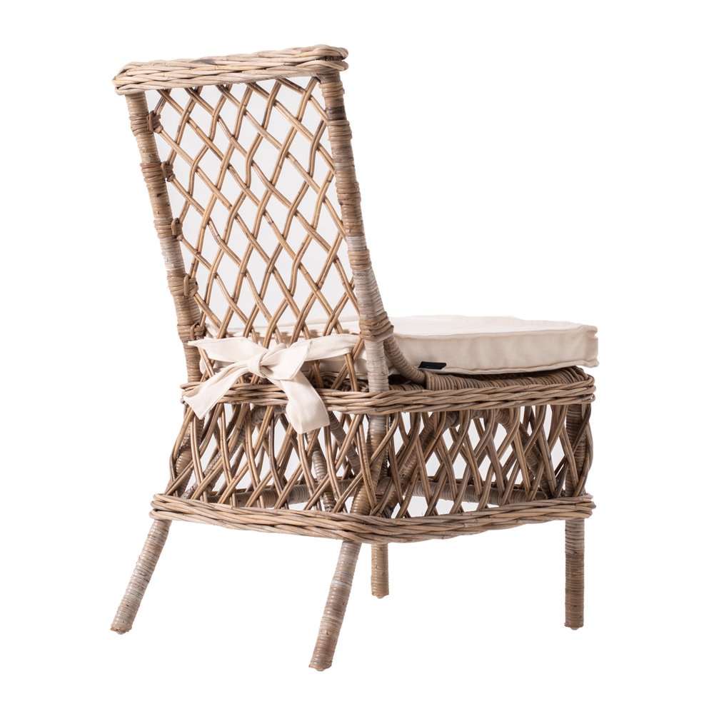 2-Piece Cream Woven Rattan Outdoor Patio Accent Chair Set