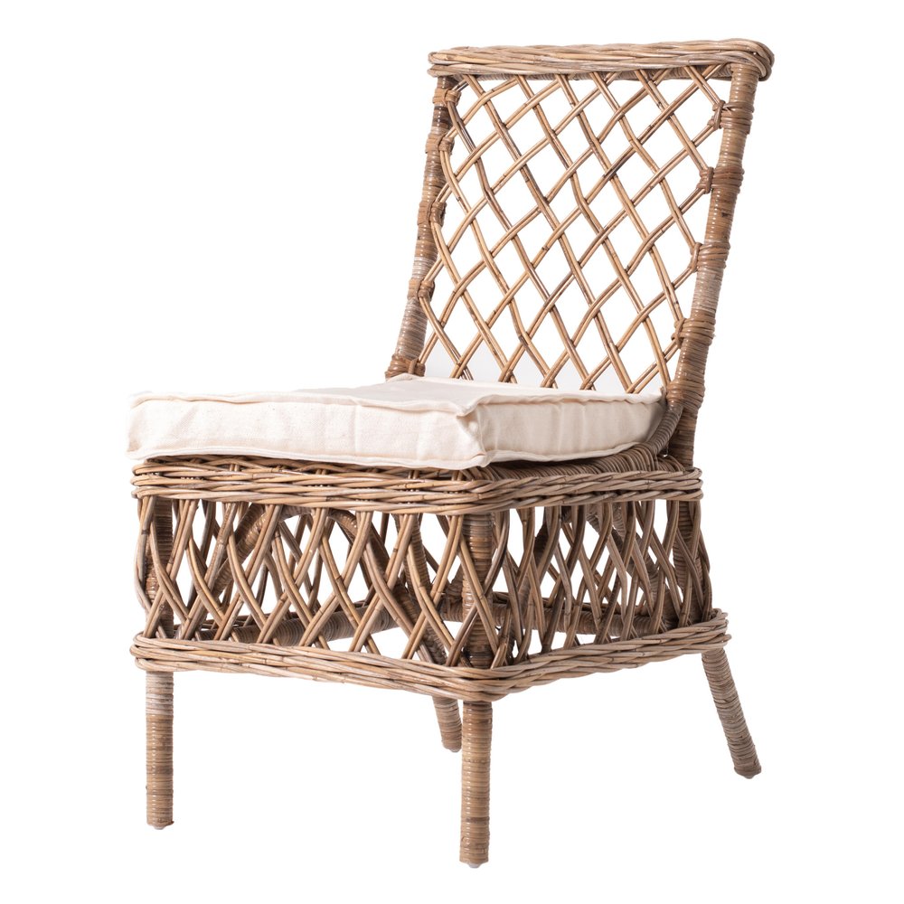 2-Piece Cream Woven Rattan Outdoor Patio Accent Chair Set