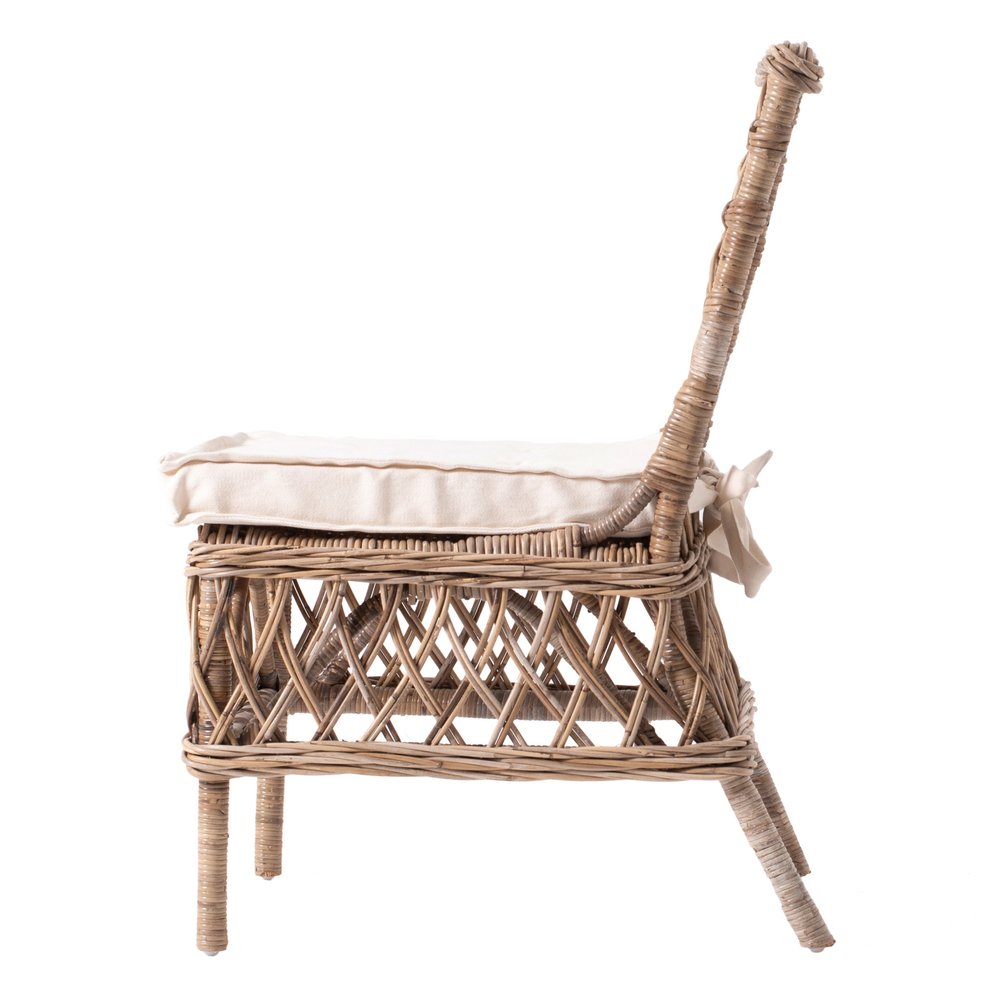 2-Piece Cream Woven Rattan Outdoor Patio Accent Chair Set