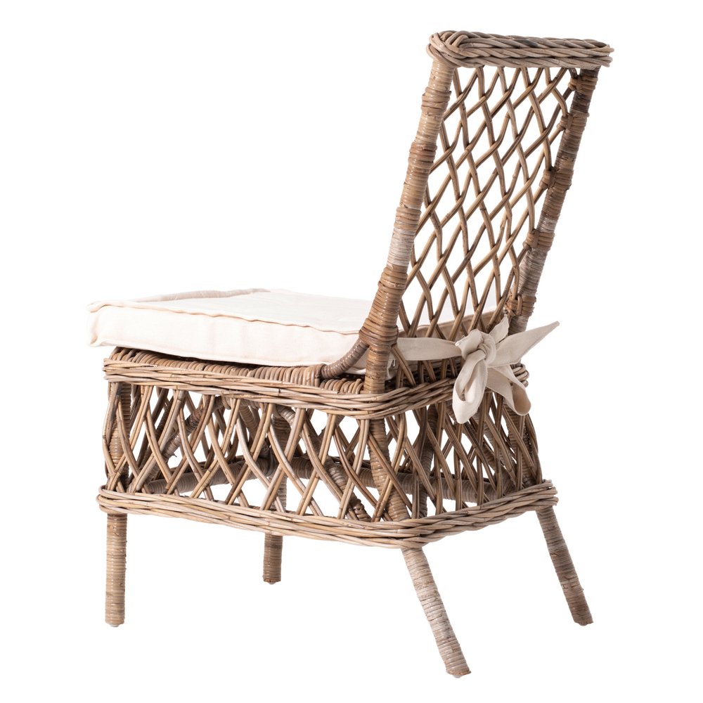 2-Piece Cream Woven Rattan Outdoor Patio Accent Chair Set