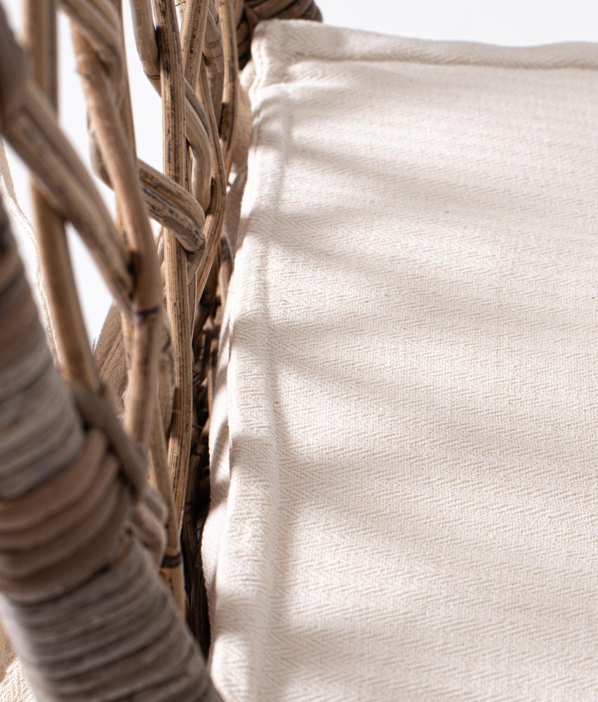 2-Piece Cream Woven Rattan Outdoor Patio Accent Chair Set