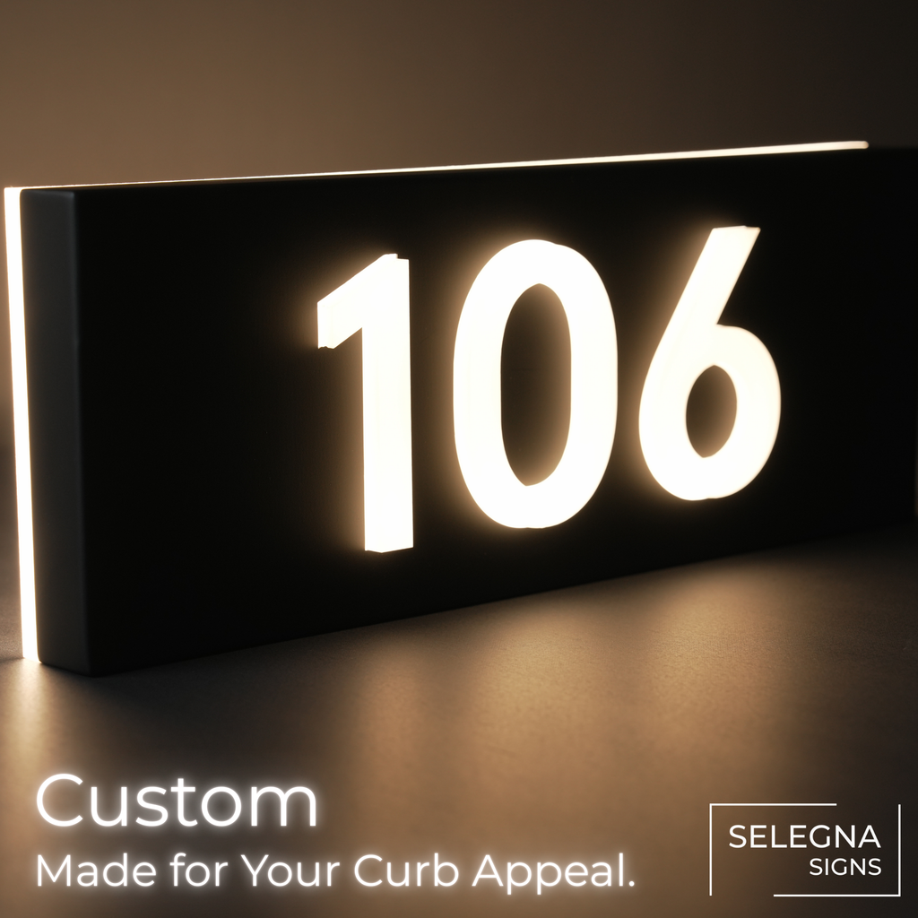 3D Acrylic Backlit House Numbers – Modern LED Address Numbers for Exterior