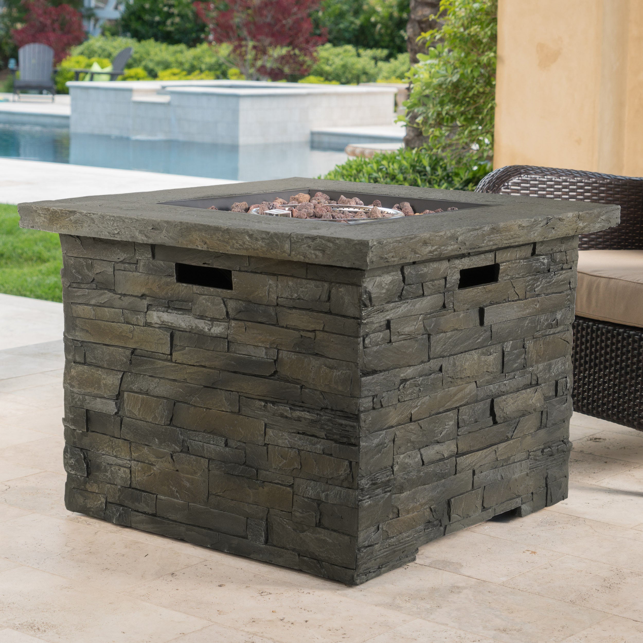 35" SQUARE MGO Outdoor Fire Pit - 40,000 BTU