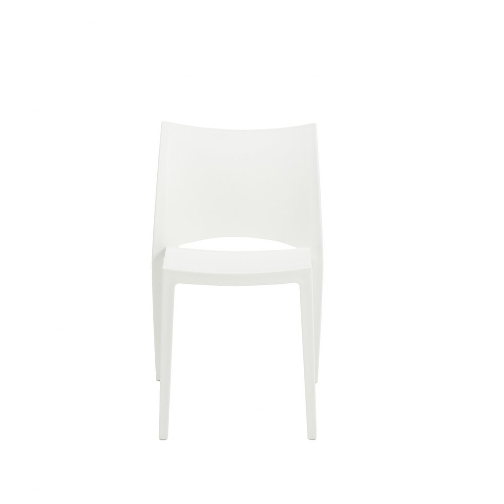 2-Piece White Heavy-Duty Plastic Outdoor Patio Stacking Dining Chair Set