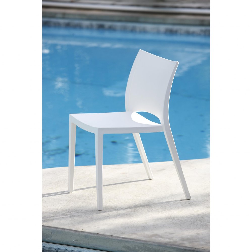 2-Piece White Heavy-Duty Plastic Outdoor Patio Stacking Dining Chair Set