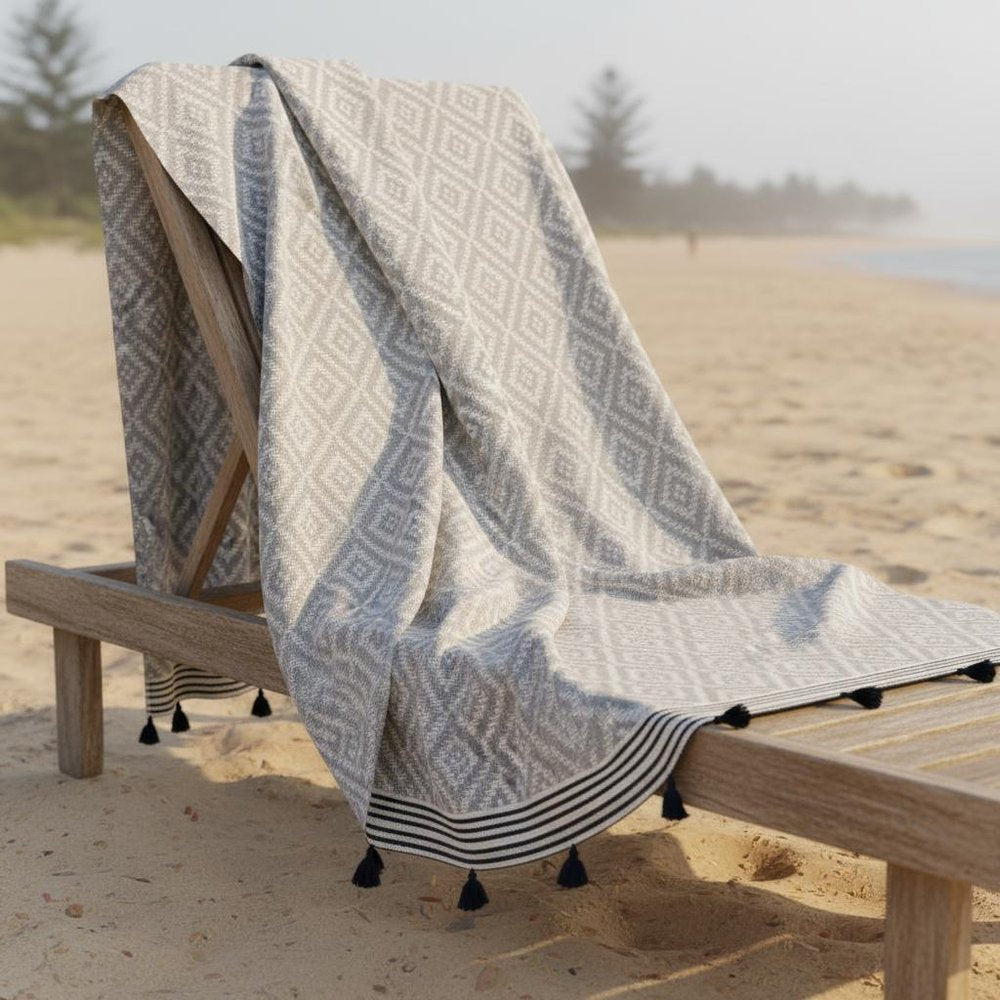 Outdoor Gray Tribal Design Turkish Towel Beach Blanket