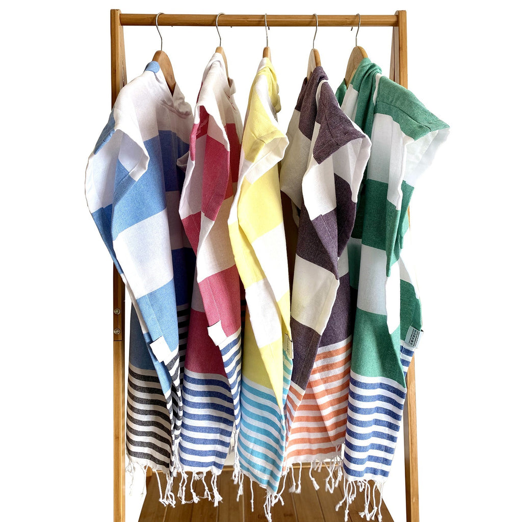 Outdoor Dark Purple Orange and White Striped Design Poncho Towel