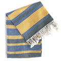 Outdoor Denim Blue and Yellow Striped Turkish Towel Beach Blanket