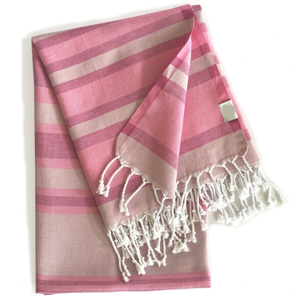 Outdoor Shades of Pink Striped Design Turkish Beach Blanket