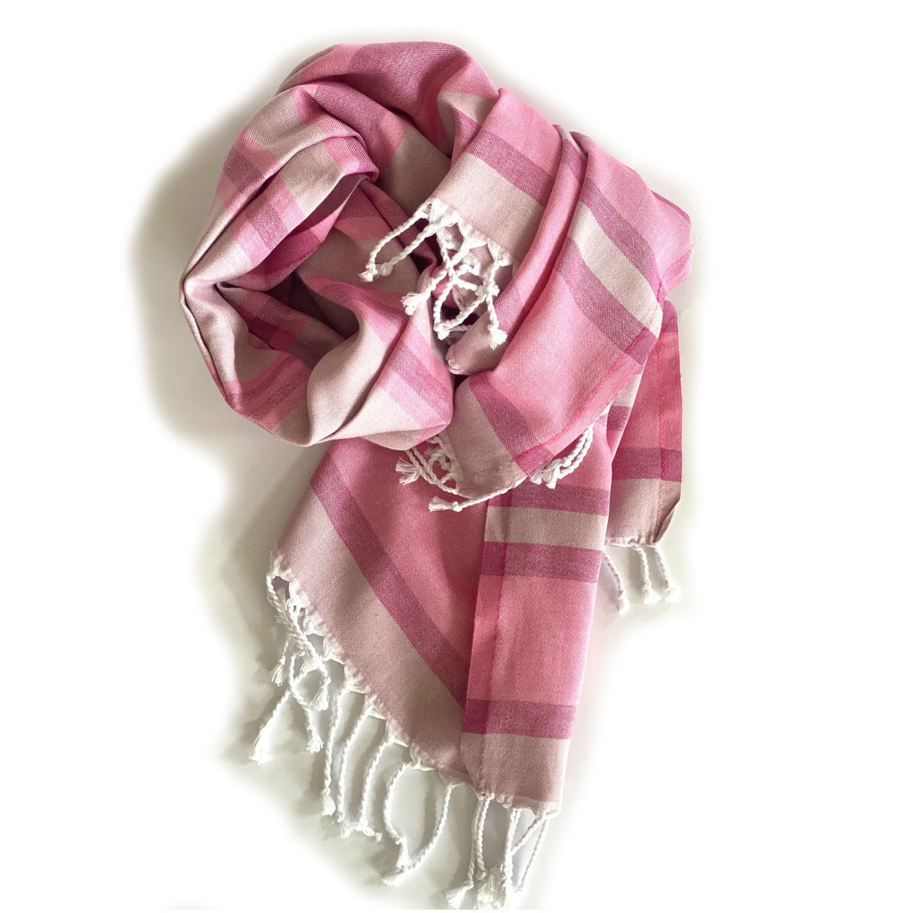 Outdoor Shades of Pink Striped Design Turkish Beach Blanket