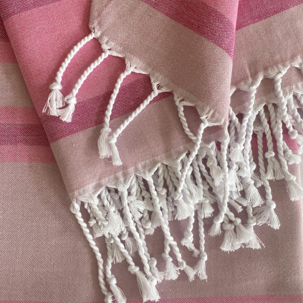 Outdoor Shades of Pink Striped Design Turkish Beach Blanket