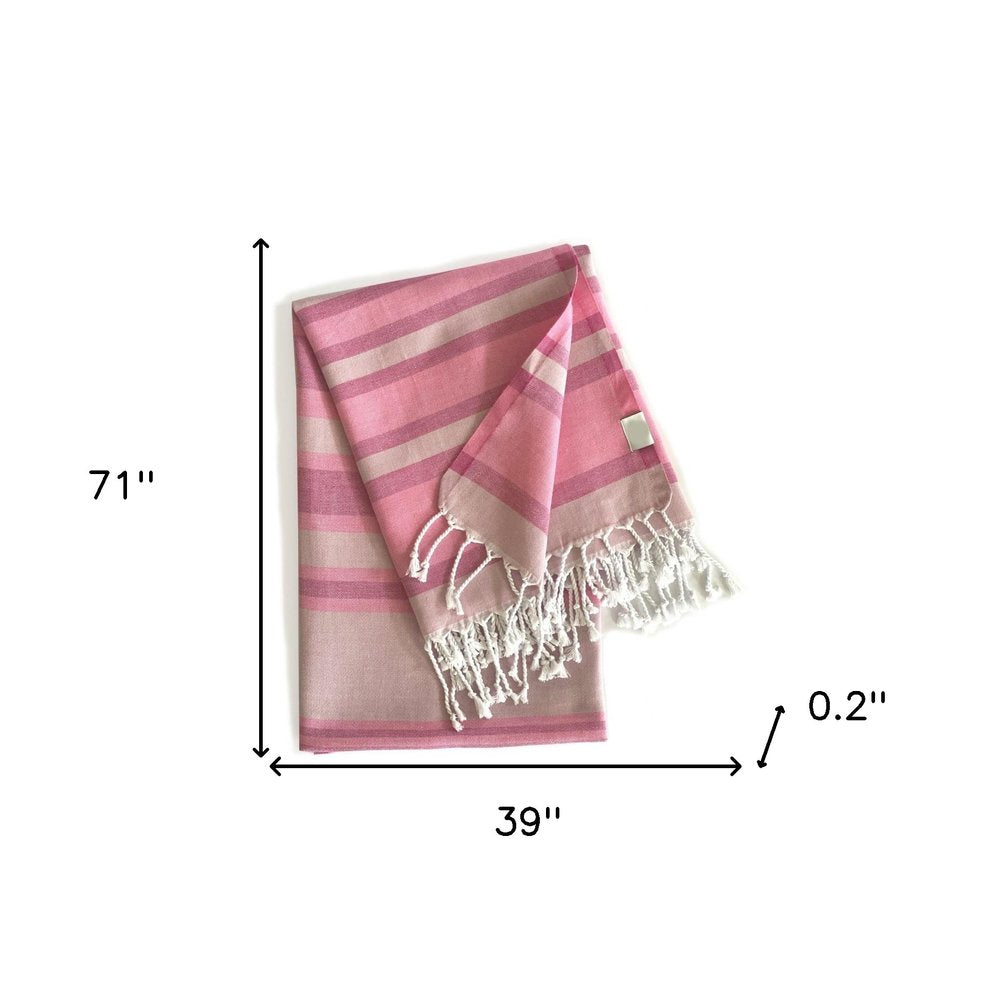 Outdoor Shades of Pink Striped Design Turkish Beach Blanket