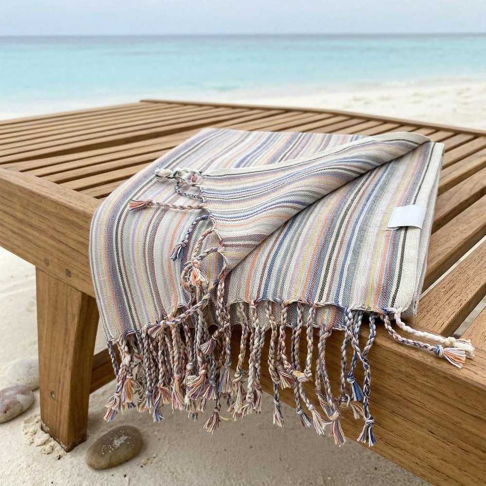 Outdoor Multi Colored Striped Design Turkish Beach Blanket