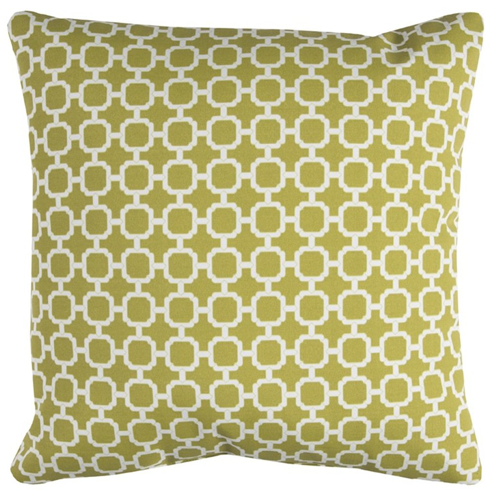 22" Green and White Quatrefoil Indoor/Outdoor Patio Throw Pillow